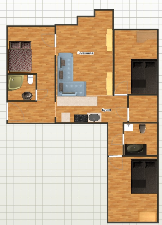 Перепланировка квартиры серии И-155н - вынос кухни в коридор.